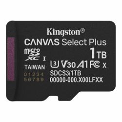 1 TB . microSDXC karta Kingston Canvas Select Plus U3, V30, A1 (r/w 150MB/s)