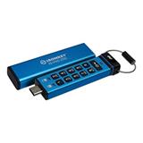 128 GB . USB-C kľúč . Kingston IronKey Keypad 200C Enkrypted, modrý ( r280MB/s, w200MB/s)