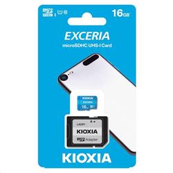 16 GB . microSDHC karta KIOXIA Exceria Class 10 UHS I U1 + adaptér