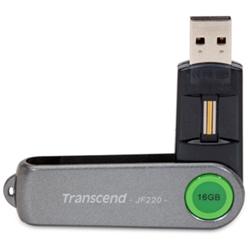 16 GB . USB kľúč . Transcend JetFlash 220 (Fingerprint), zelený