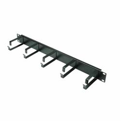 19" Panel vyväzovací 5x oko (Typ G) 87mm, 1U, kovový, čierny
