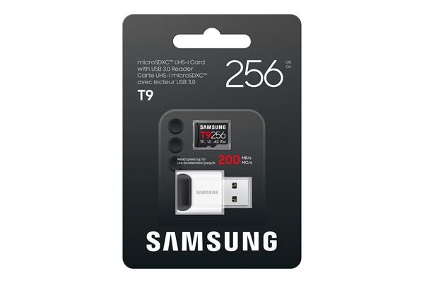 256 GB . microSDXC karta Samsung T9 + USB Adaptér