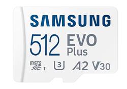 512 GB . microSDXC karta Samsung EVO Plus + adapter ( trieda U3, V30, A2 )