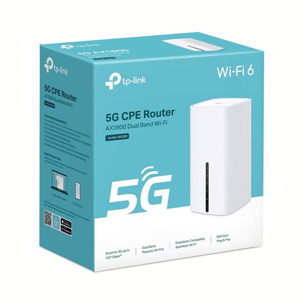 5G AX1800 Wireless Dual Band Gigabit Router Build-In 5G Modem SPEED: 1201 Mbps at 5 GHz + 574 Mbps at 2.4 GHz, 5G NR 4.6