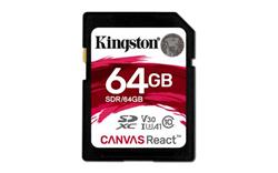 64 GB .SDXC karta Kingston . Canvas React Class 10 UHS-I U3 V30 A1 ( r100MB/s, w80MB/s )