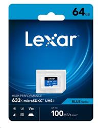 64GB Lexar® High-Performance 633x microSDXC™ UHS-I, up to 100MB/s read 45MB/s write C10 A1 V30 U3, Global