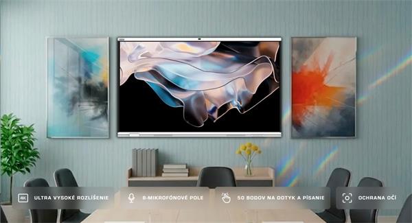 75" PRISM Séria,PRESTIGIO SOLUTIONS, Android 14 EDLA + upgr 16, 50 dotyk, 9H, 3x20W, AI Kamera, 100 000:1,