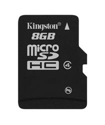 8 GB . microSDHC karta Kingston Class 4 (r/w 4MB/s) bez adaptéra