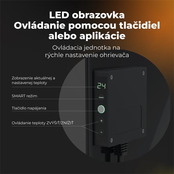 AENO AGH12S Premium QUADRO Smart Ohrievač, Čierny, LED, WI-FI, max 500W, 50x50cm, Infra