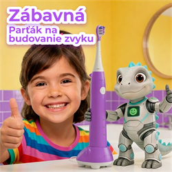 AENO sonická detská zubná kefka DB9V, farba fialová,3 režimy,3 náhradné hlavice,batéria 600 mAh,19200 vibrácií/min,45 dn