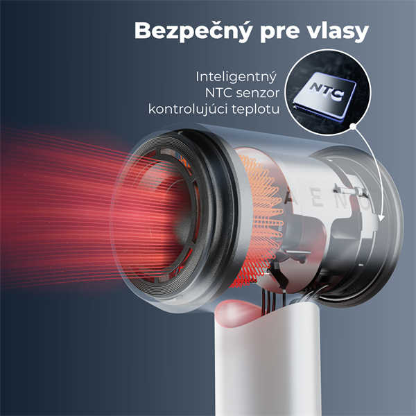 AENO vysovýkonný sušič vlasov HD4 v 100km/h, NTC senzor, 1500W, ionizátor,3rýchlosti, LED , cest. taška