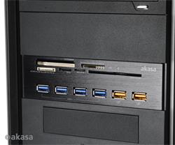 AKASA AK-HC-07BK InterConnect EX 5.25" PC bay, 5x USB 3.0 čítačka, 4x USB 3.0 HUB, Smart