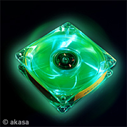 AKASA LED Case FUN - 8cm vetrák, crystal - zelený