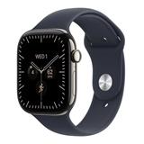 Apple Watch Series 12 GPS + Cellular 46mm Natural Titanium Case with Navy Blue Sport Band - S/M