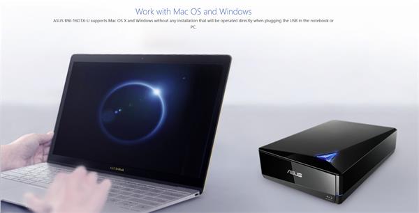 ASUS BW-16D1X-U external BLURAY writer, M-DISC USB 3.2 čierna, retail box