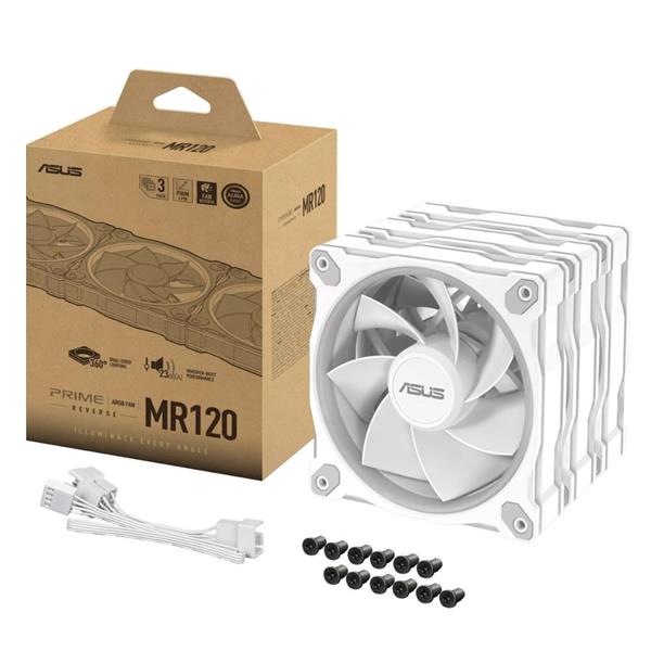 ASUS PRIME MR120 FAN ARGB REVERSE WHITE 3IN1 set 3x ventilátor 120mm