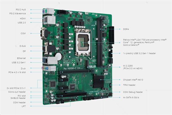 ASUS PRO H610M-C D4-CSM soc 1700 H610 DDR5 mATX M.2 HDMI D-Sub DP
