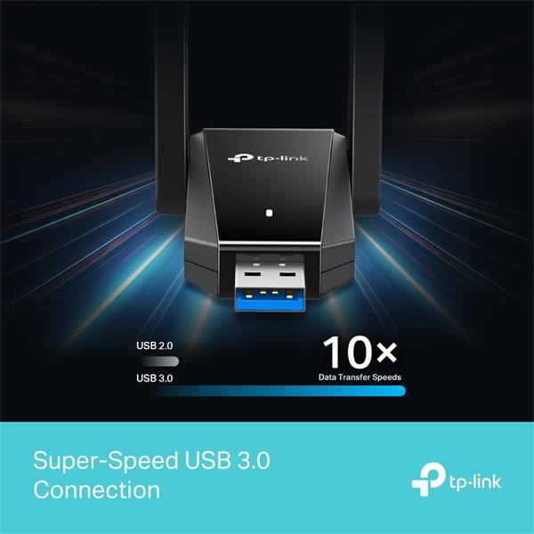 AX1800 Dual Antennas High Gain Wireless USB Adapter SPEED: 1201 Mbps at 5 GHz + 574 Mbps at 2.4 GHz SPEC: 2× High Gain