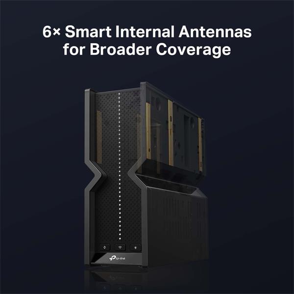 BE9300 Tri-Band Wi-Fi 7 Router SPEED: 574 Mbps at 2.4 GHz + 2880 Mbps at 5 GHz + 5760 Mbps at 6 GHz SPEC: 6× Internal An