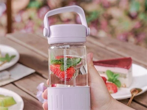 BUYDEEM Prenosná sklenená čajová fľaša 350 ml, model CD1008, farba fialová kvetina