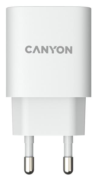 Canyon CNE-CHA20W04, vysokorýchlostná univerzálna nabíjačka do steny 1xUSB-C, 20W, PD + 1xUSB-A, 18W, QC-3