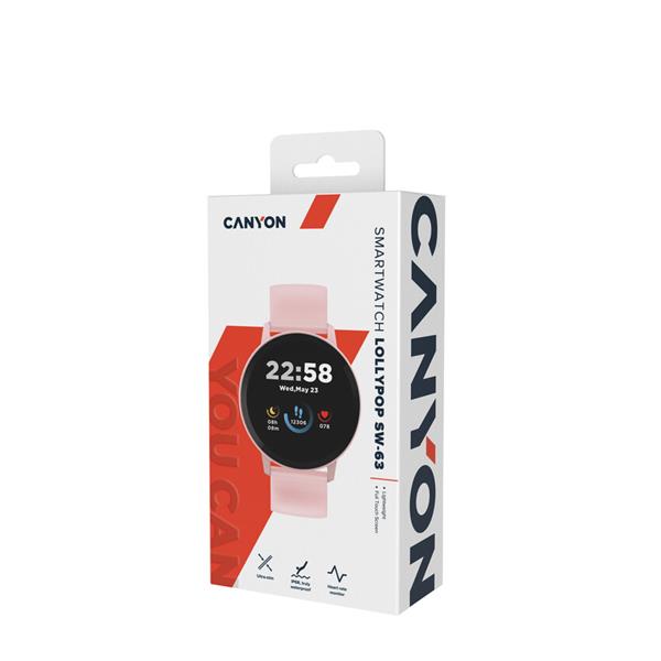 Canyon CNS-SW63PP Lollypop smart hodinky, BT, fareb. LCD displej 1.3´´, vodotes. IP68, multišport. režim, ružové
