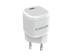 Canyon H-20-05, mini vysokorýchlostná univerzálna nabíjačka do steny 1xUSB-C, 20W, PD, biela