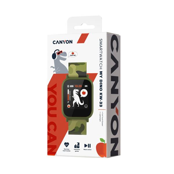 Canyon KW-33, My Dino smart hodinky pre deti, BT, farebný displej 1.3´´, vodotesné IP68, multišport režimy, virtual