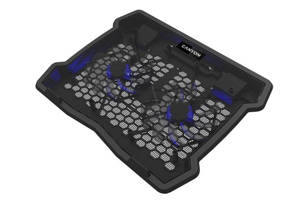 Canyon NS-03, chladiaci podstavec s 2 ventilátormi pre notebook 10´´ - 15.6", LED podsvietenie, čierny
