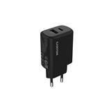 Canyon OnCharge 200, univerzálna nabíjačka do steny, 1x USB-C + 1x USB-A, PD 20W, čierna