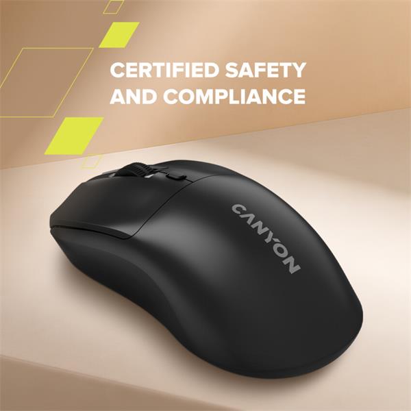 Canyon OnClick W06, bezdrôtová optická myš, 2.4 GHz USB, 800/1200/1600 DPI, 4 tlačidlá, čierna