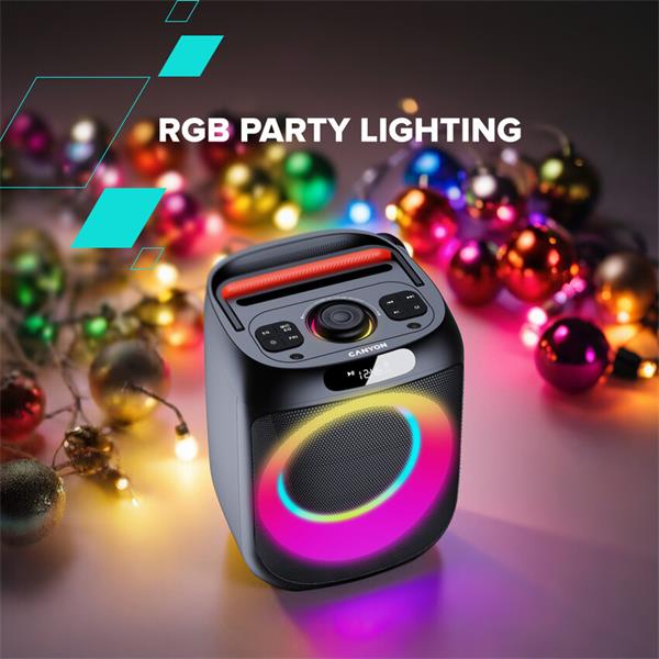 Canyon OnFun 6, 40 W Bluetooth prenosný párty reproduktor s RGB osvetlením, ekvalizérom a vstupom pre mikrofón/gitaru