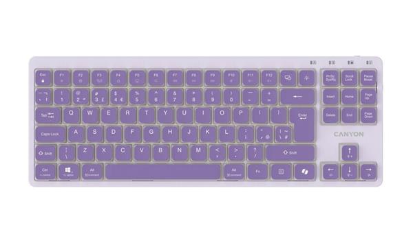 Canyon OnType 10, klávesnica, SK/CZ lokalizácia, mechanická, USB, multimediálna, fialová