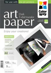 ColorWay Nažehľovací papier na tmavý textil 120g/m, A4, 5ks