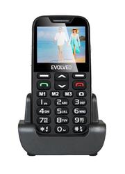 EVOLVEO EasyPhone XDB. Čierny mobilný telefón pre seniórov s nabíjacím stojanom