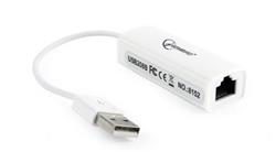 Gembird adaptér - USB 2.0 (M) / RJ45 (F) Gigabit LAN, káblik 15cm, biely