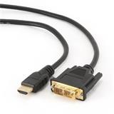 Gembird kábel HDMI (M) na DVI (M), single link pozlátené konektory, 7.5 m, čierny, bulk balenie
