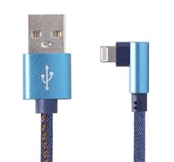 Gembird kábel nabíjací Lightning 8-pin (M) 90° na USB 2.0 (M), opletený, 1 m, modrý