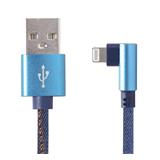 Gembird kábel nabíjací Lightning 8-pin (M) 90° na USB 2.0 (M), opletený, 1 m, modrý