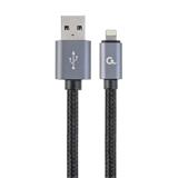Gembird kábel nabíjací Lightning 8-pin (M) na USB 2.0 (M), prémiový, opletený, 1.8 m, čierny