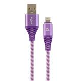 Gembird kábel nabíjací Lightning 8-pin (M) na USB 2.0 (M), prémiový, opletený, 2 m, fialový