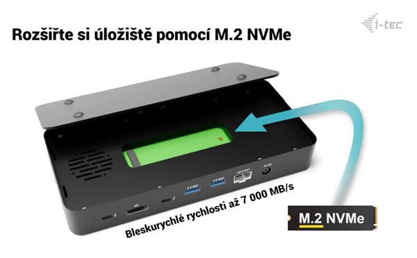 i-tec Thunderbolt 5 Triple Display Docking Station, M.2 slot, 6x USB, 2.5 GLAN, Power Delivery 140W