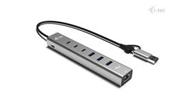 i-tec USB-C/USB-A Metal HUB 6 port (3x USB-C, 3x USB-A), LAN, Power Delivery 85W