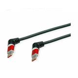 Kábel USB 2.0 CM/CM Typ C 1m, High Speed, čierny/červený, uhľový 90°, otočné konektory