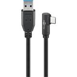 Kábel USB 3.2 Gen 1, AM/CM Typ C 2m, 5Gbps, čierny, uhľový 90°