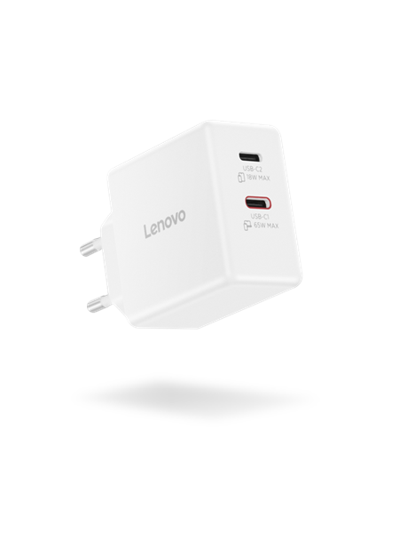 Lenovo 65W, USB-C, Charger, GaN, 1,5m kabel, biely