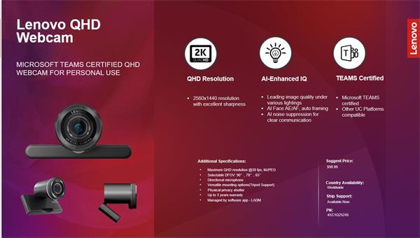 Lenovo QHD Webcam 2560x1440