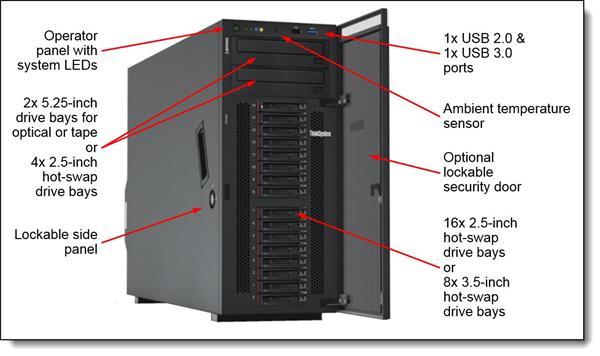 Lenovo Server ST550 Xeon Silver 4208 (8C 2.1GHz 11MB Cache/85W) 16GB (1x16GB, 2Rx8 RDIMM), O/B, 930-8i, 1x550W, XCC E