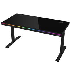 Lorgar DP80G prémiový herný stôl s elektrickým zdvihom, tvrdeným oleofóbnym skleneným povrchom, RGB ambientné osvetlenie