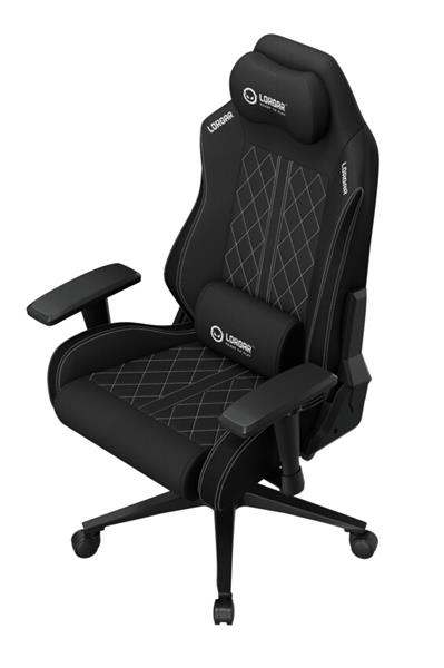 LORGAR PRO CHA41 herná stolička, látková, plne kovový rám, pamäťová pena, 3D opierky rúk, nosnosť 150 kg, čierno biela